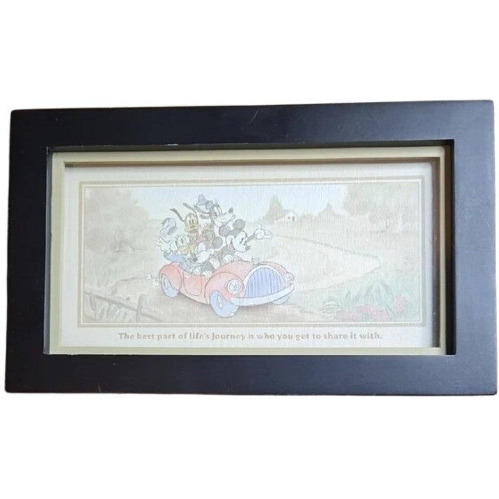 Disney Hallmark Mickey and Friends Black Framed Art Print,‎ Quote, 9"x5"